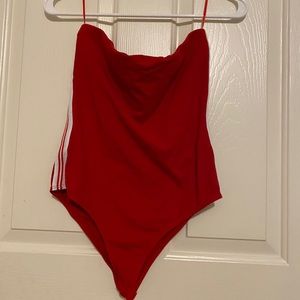 NWOT Red Striped Fashion Nova Bodysuit